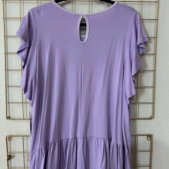 Acting Pro Lavender Ruffle Sleeve & Hem Top | NWT | Soft & Feminine - Picture 5 of 5